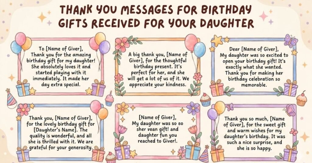 Thank You Messages for Birthday Gifts Received for Your Daughter