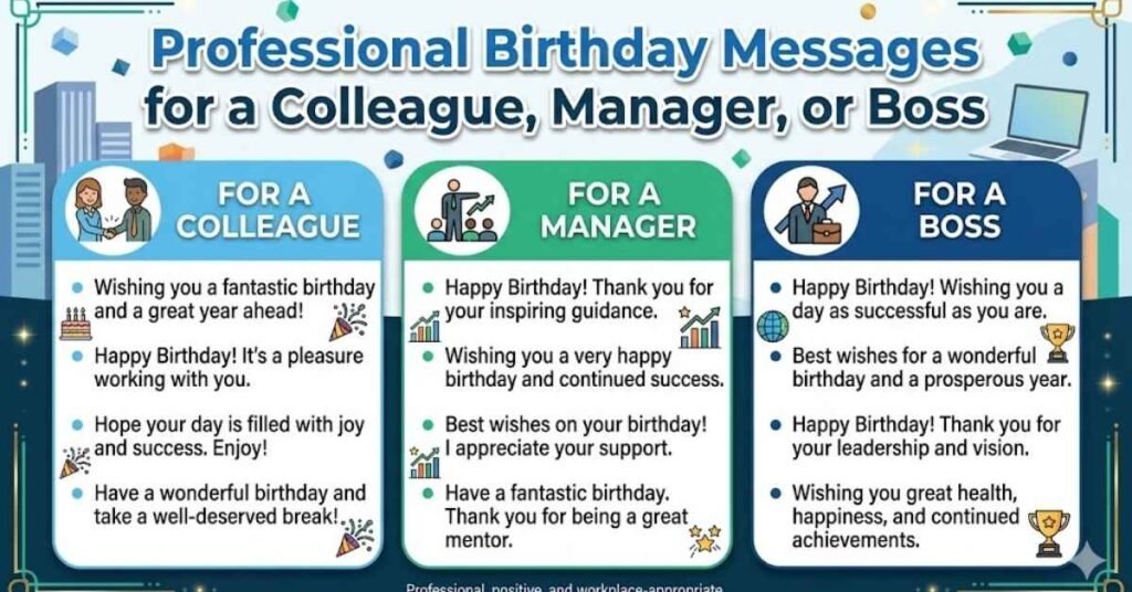 Professional Birthday Messages for a Colleague, Manager, or Boss